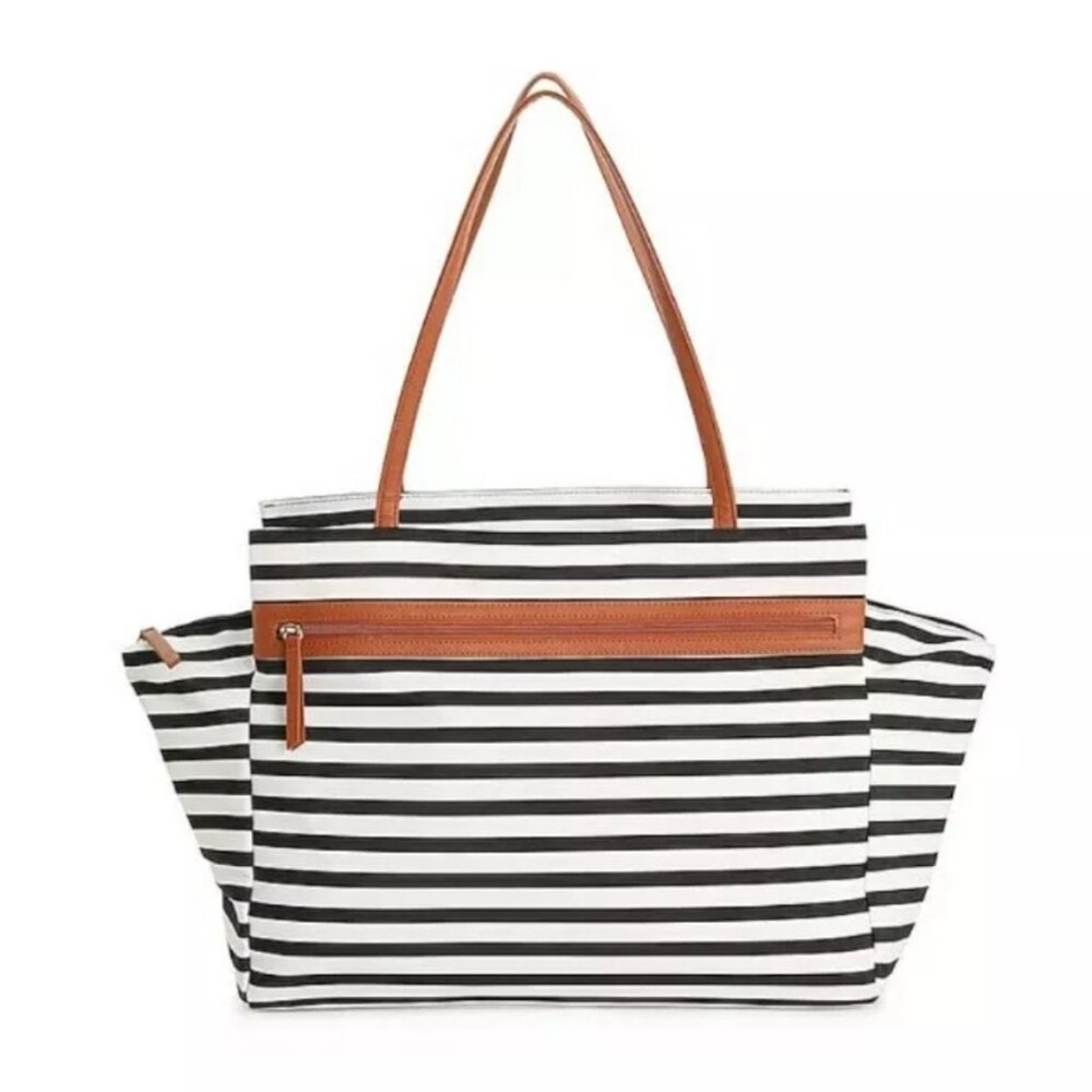 DSW Black White Stripe Canvas  Weekender Bag